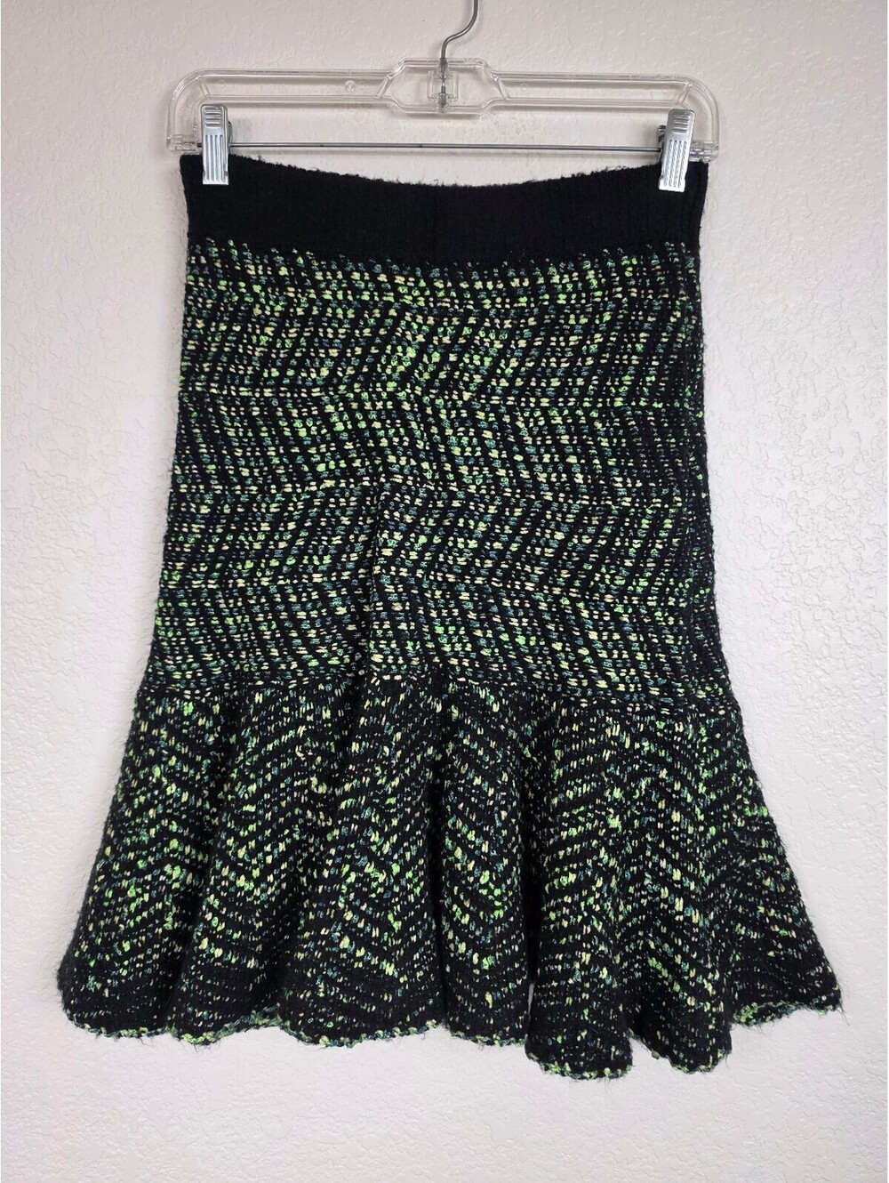 Anthropologie Moth Black Green Knit Flared Whimsigoth Skirt